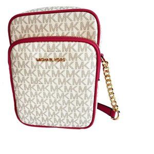 Michael Kors Jet Set Travel Medium Logo Crossbody Bag (Carmine)